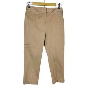 Lafayette 148 New York Womens Tan Trousers sz 0 Ankle Straight Crop Dress Pants